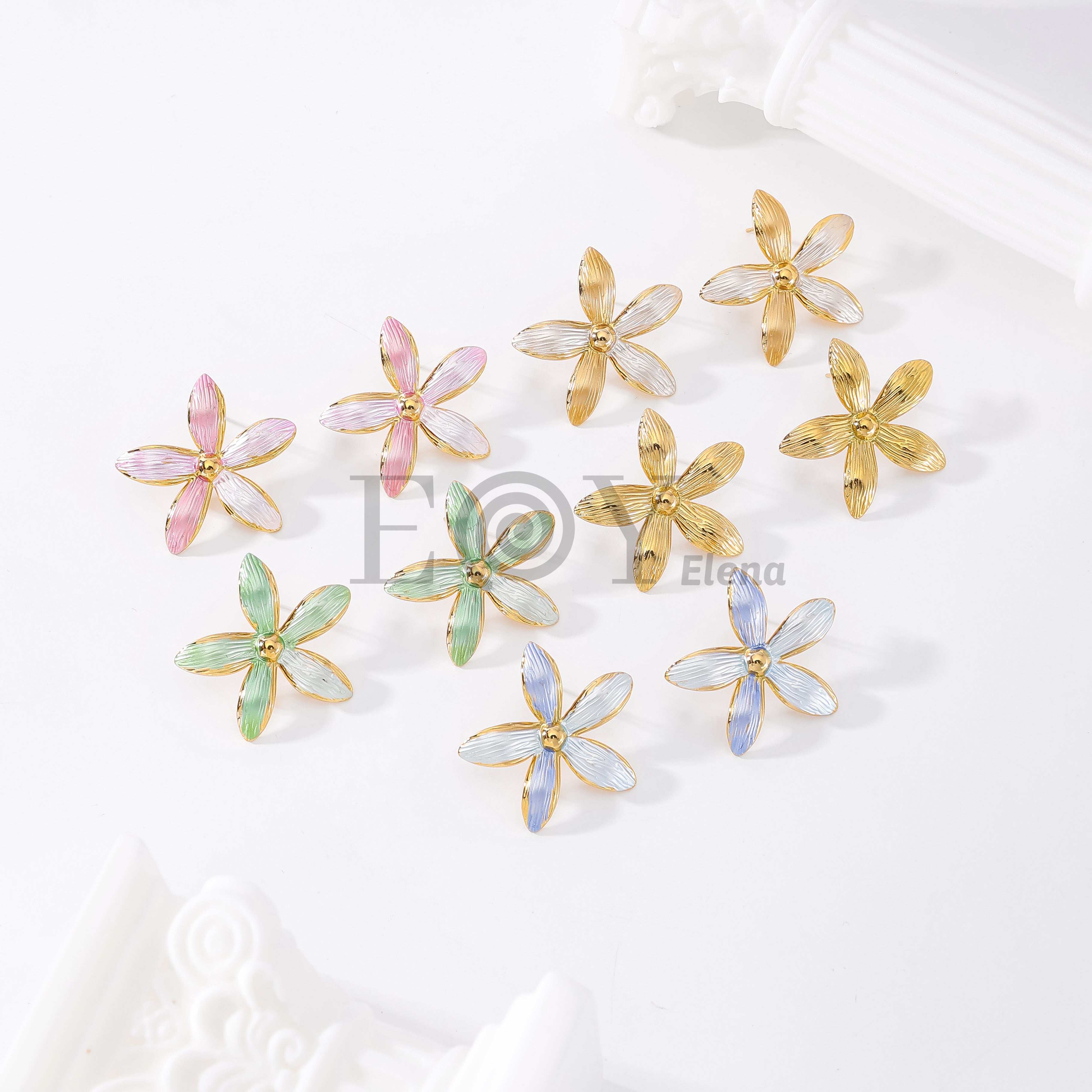 Pendientes flor fina color