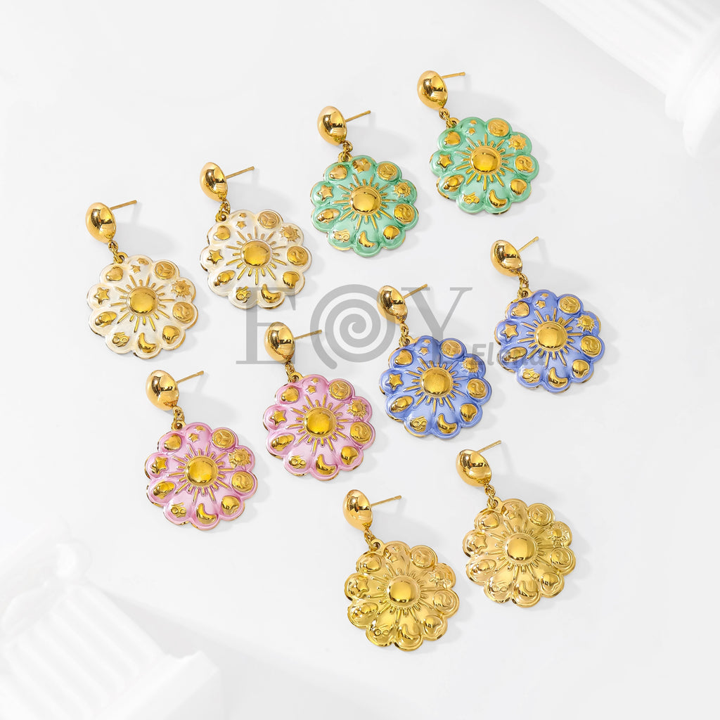 Pendientes flor color