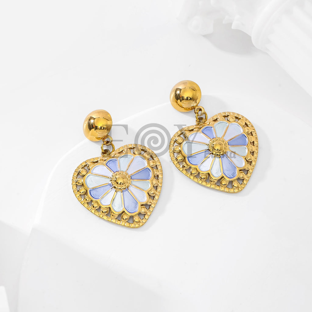 Pendientes corazón bicolor