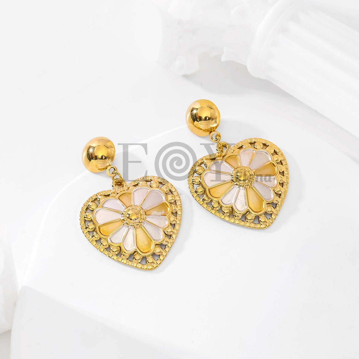 Pendientes corazón bicolor