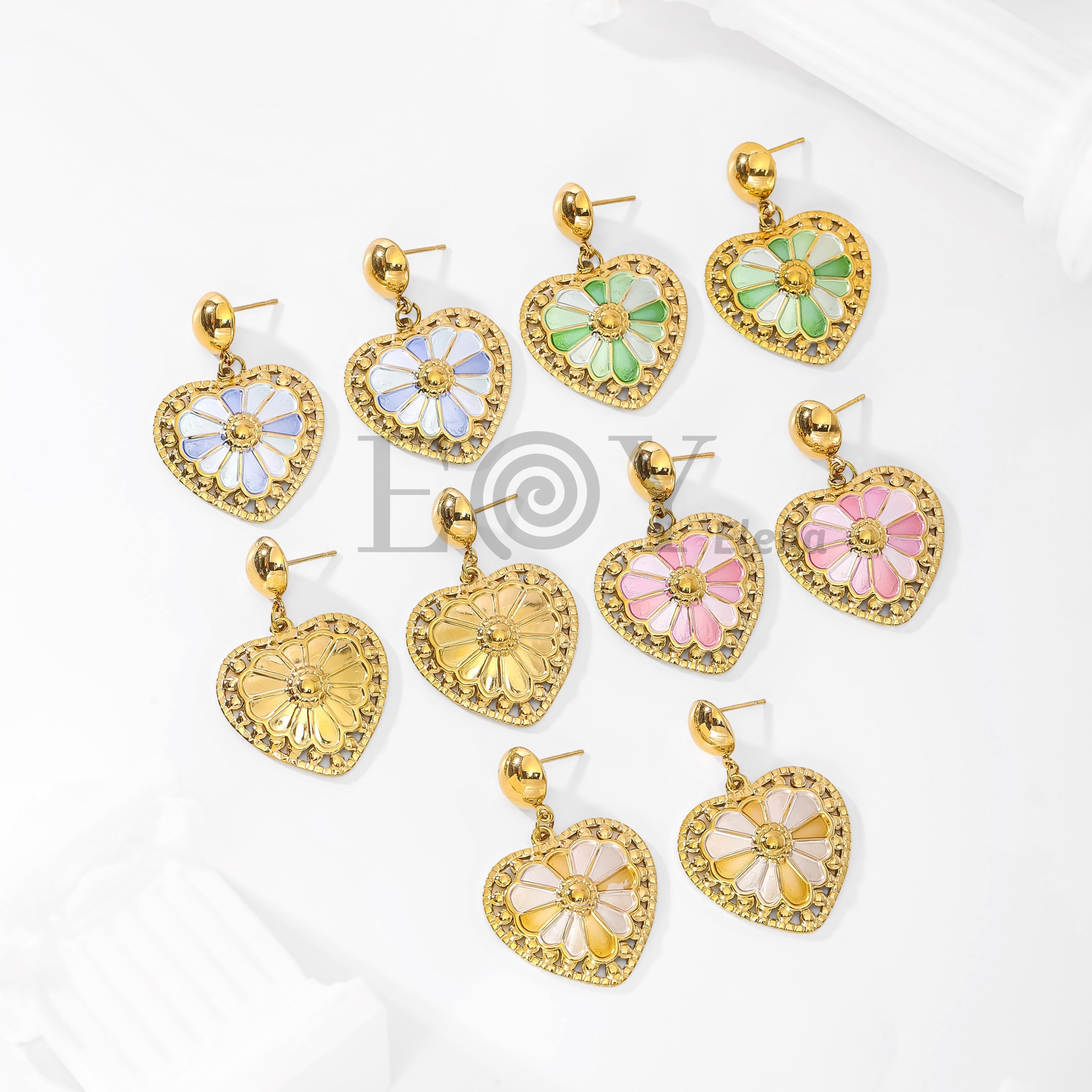 Pendientes corazón bicolor