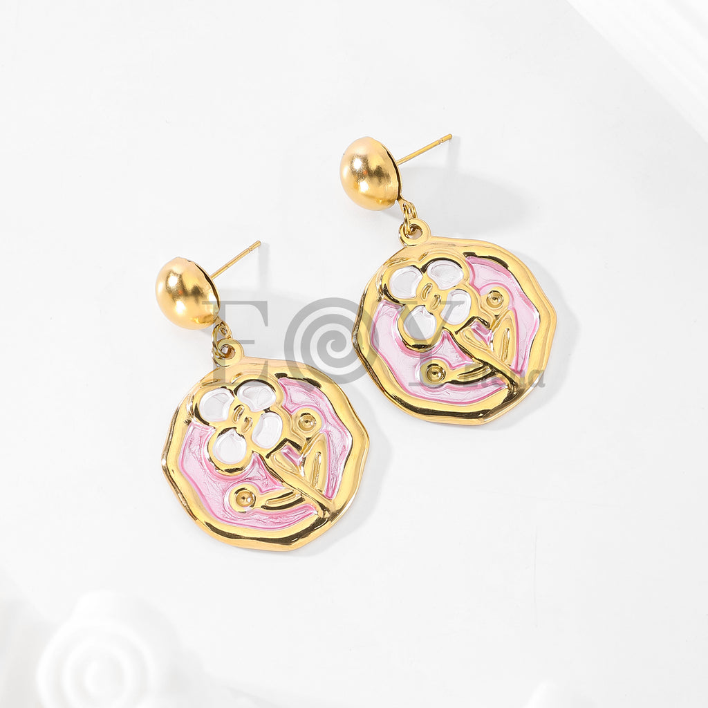 Pendientes de chapa con flor