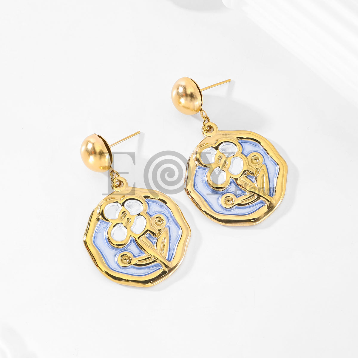 Pendientes de chapa con flor