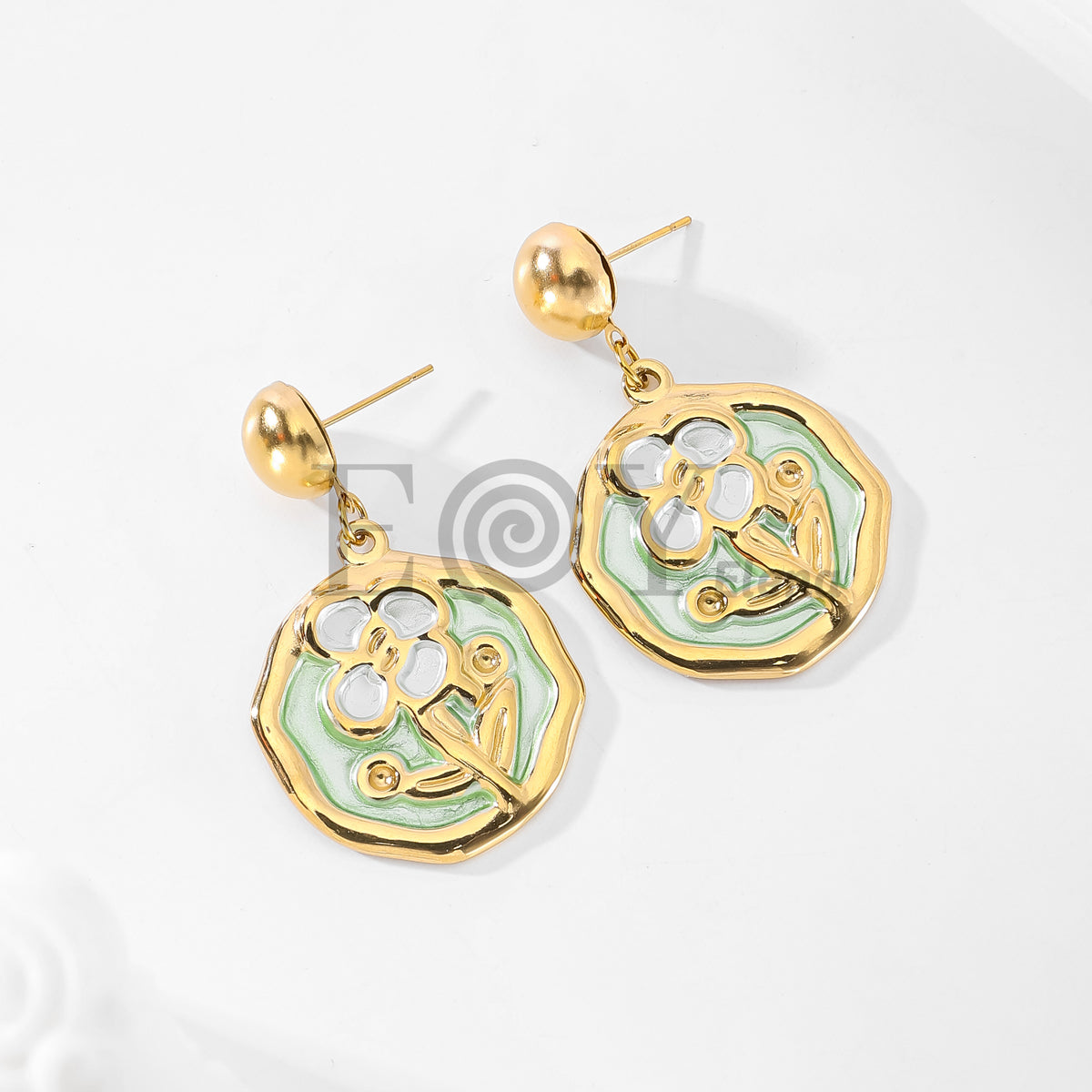 Pendientes de chapa con flor