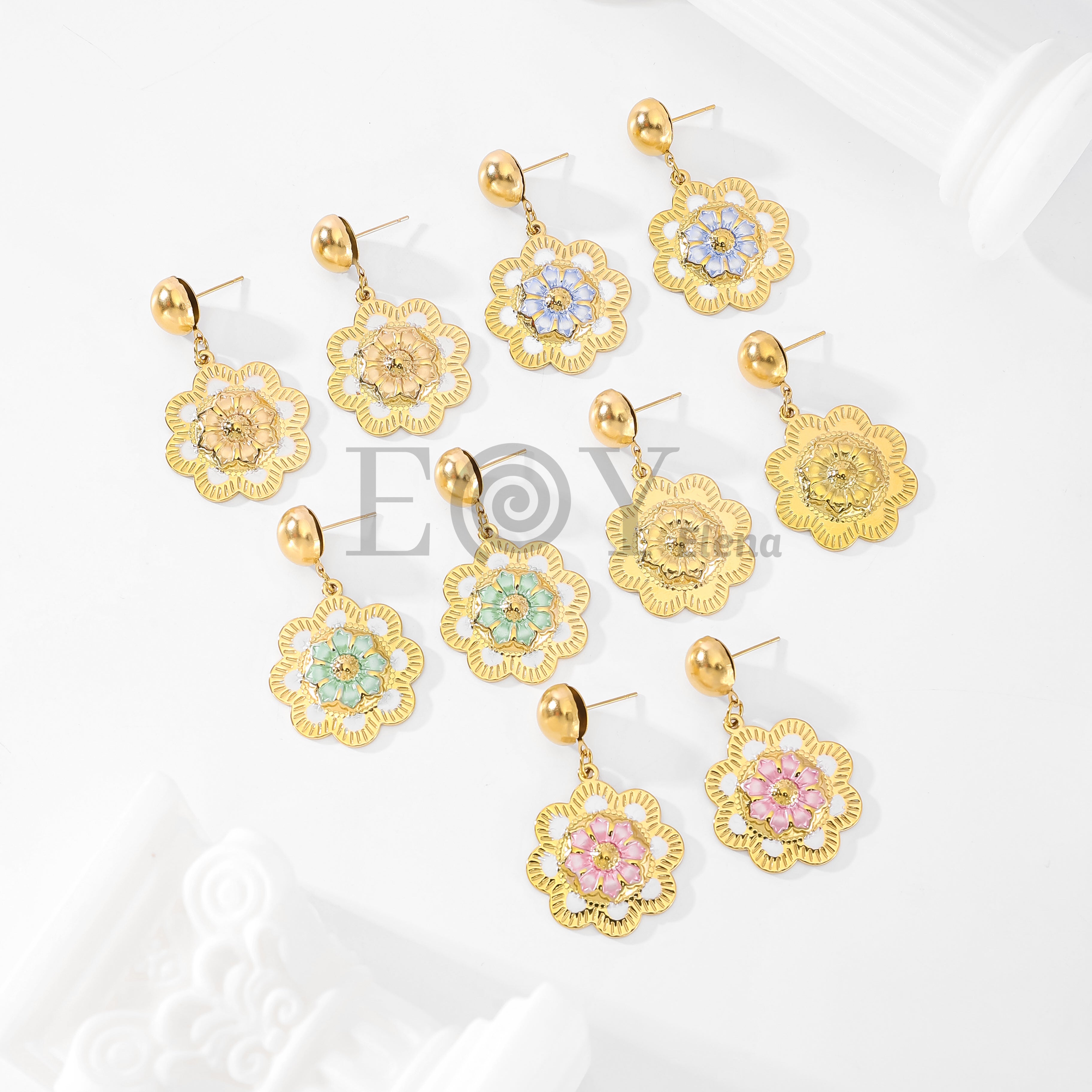 Pendientes flor color