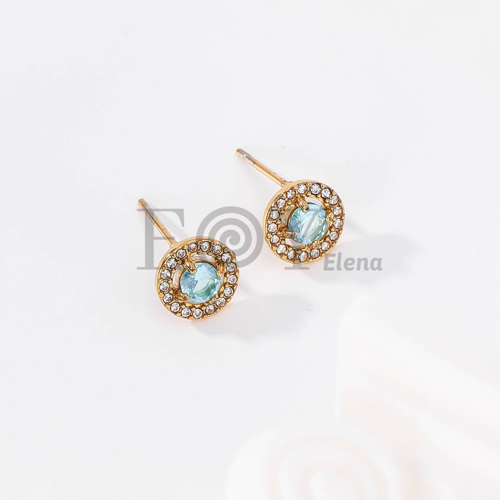 Pendientes redondos con circonita de color