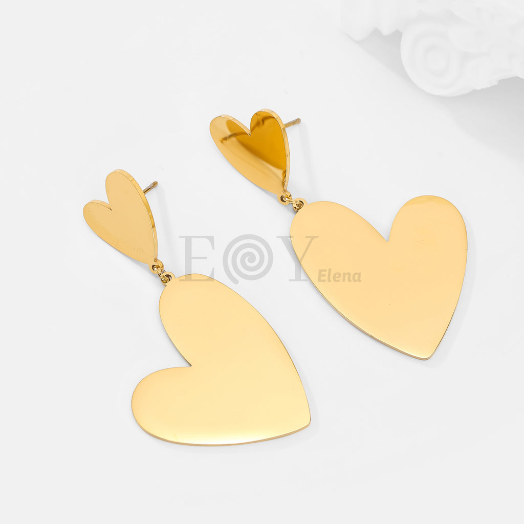 Pendientes doble corazón