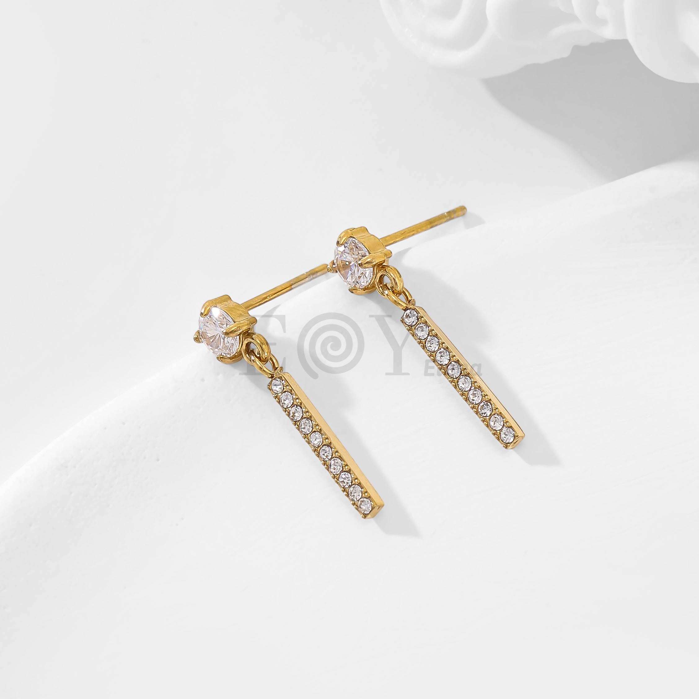Pendientes circonita con barra
