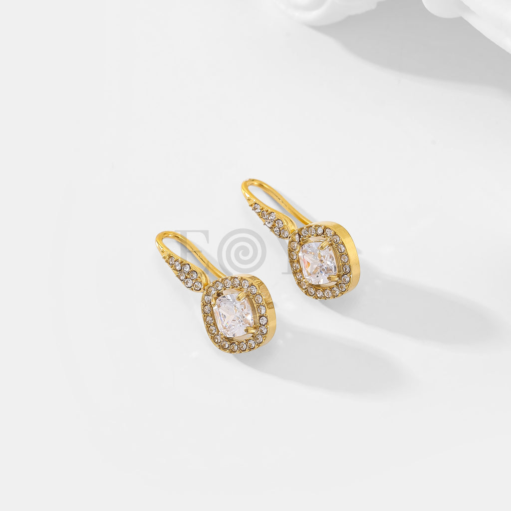 Pendientes circonita cuadrada