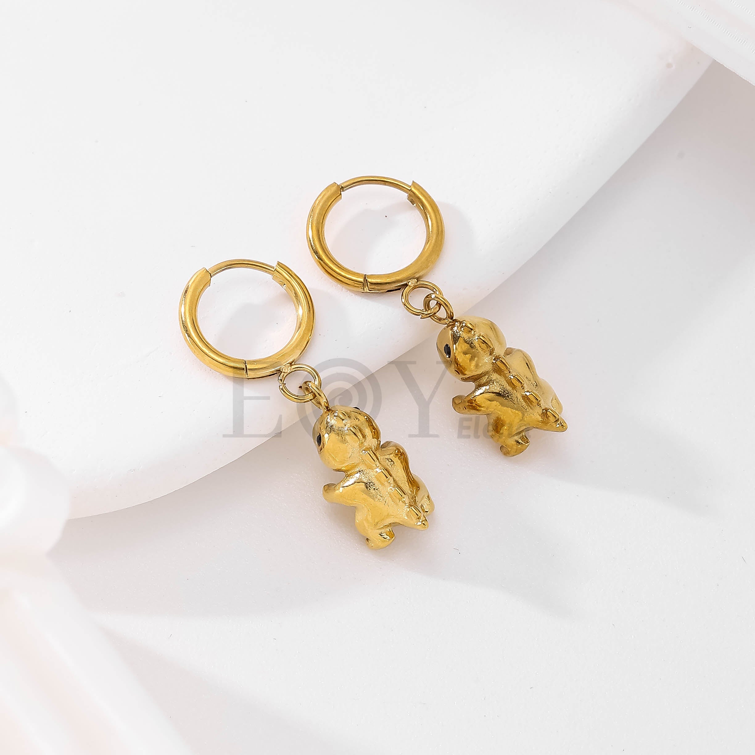 Pendientes aro con dinosaurio