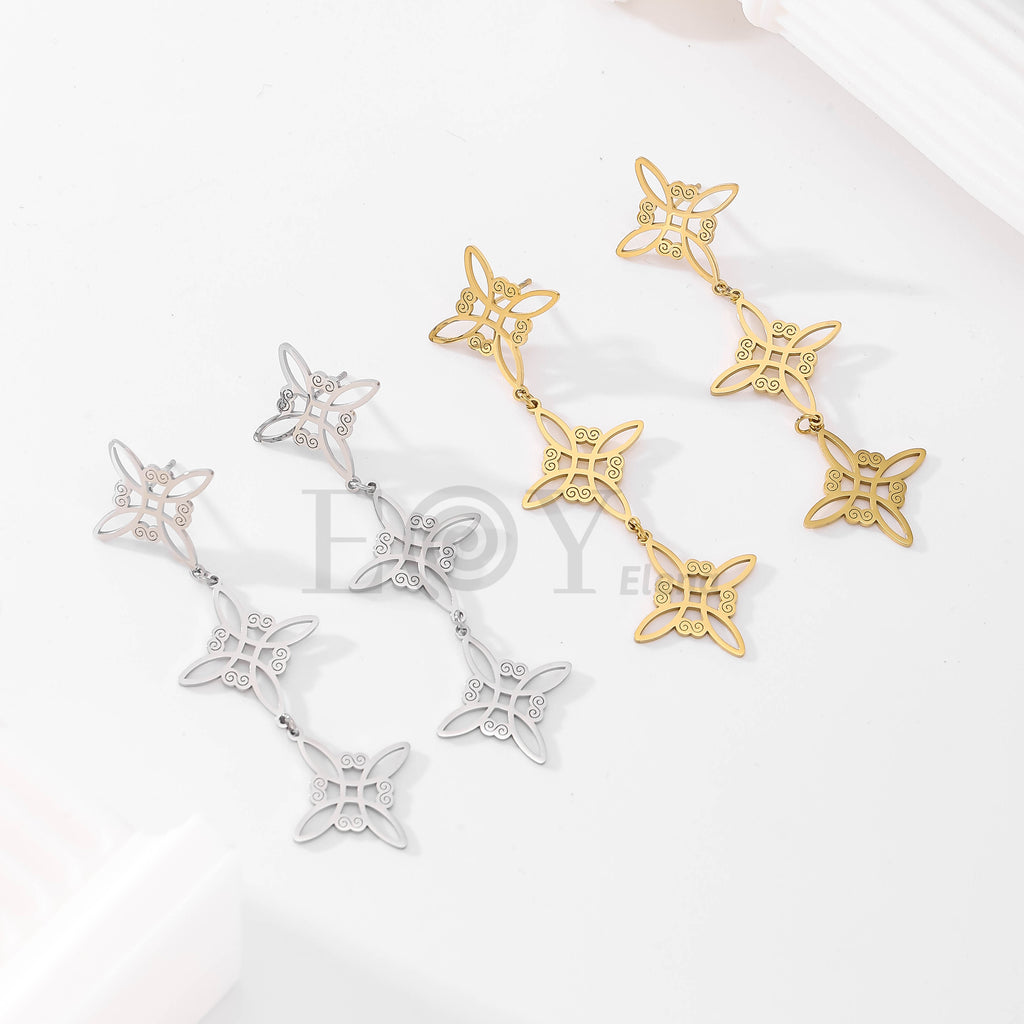 Pendientes largos con nudos de bruja