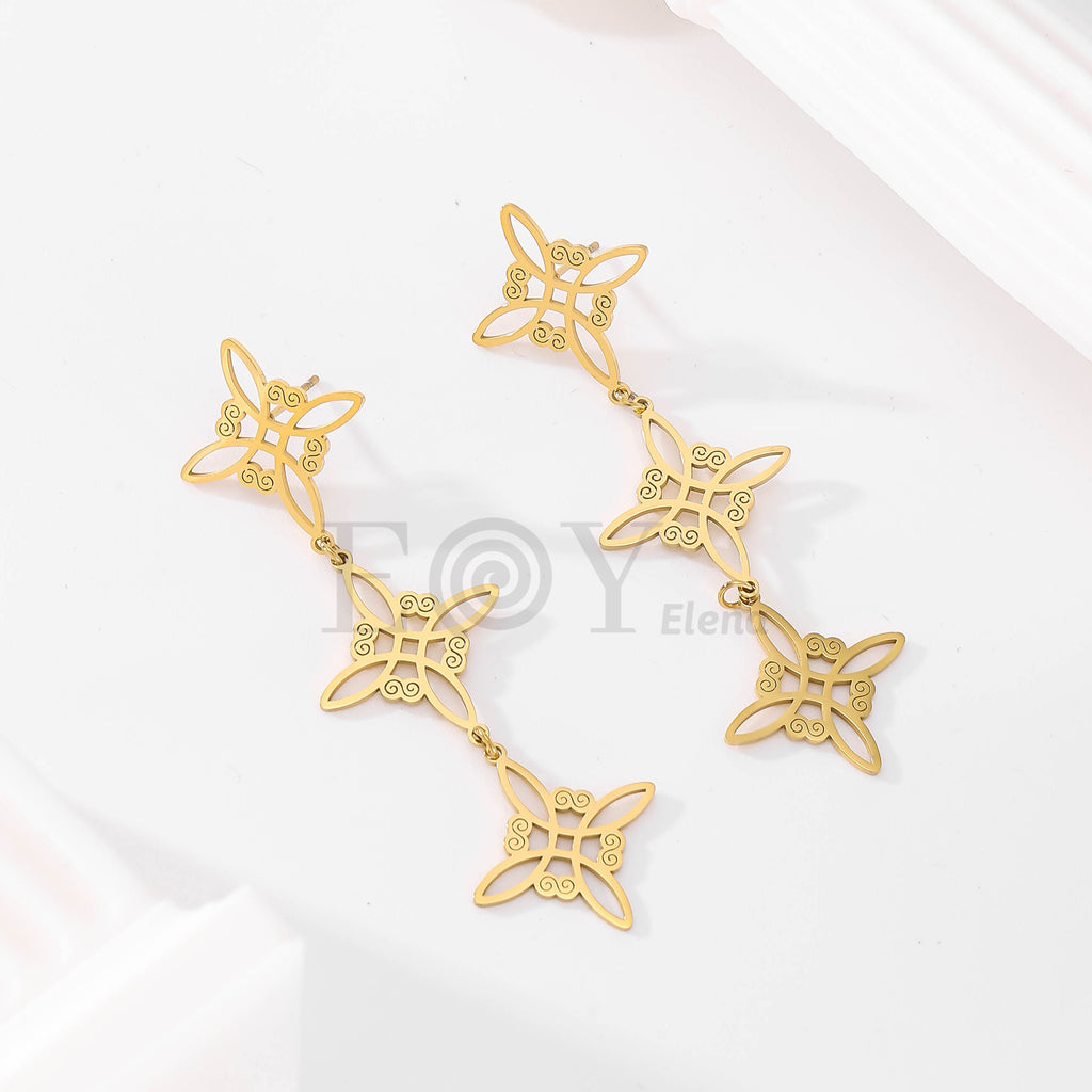 Pendientes largos con nudos de bruja
