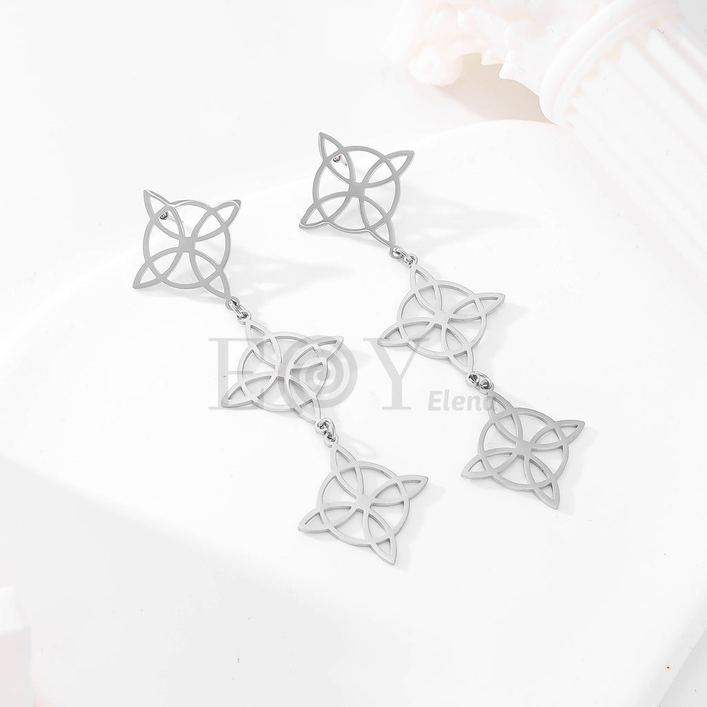 Pendientes largos con nudos de bruja