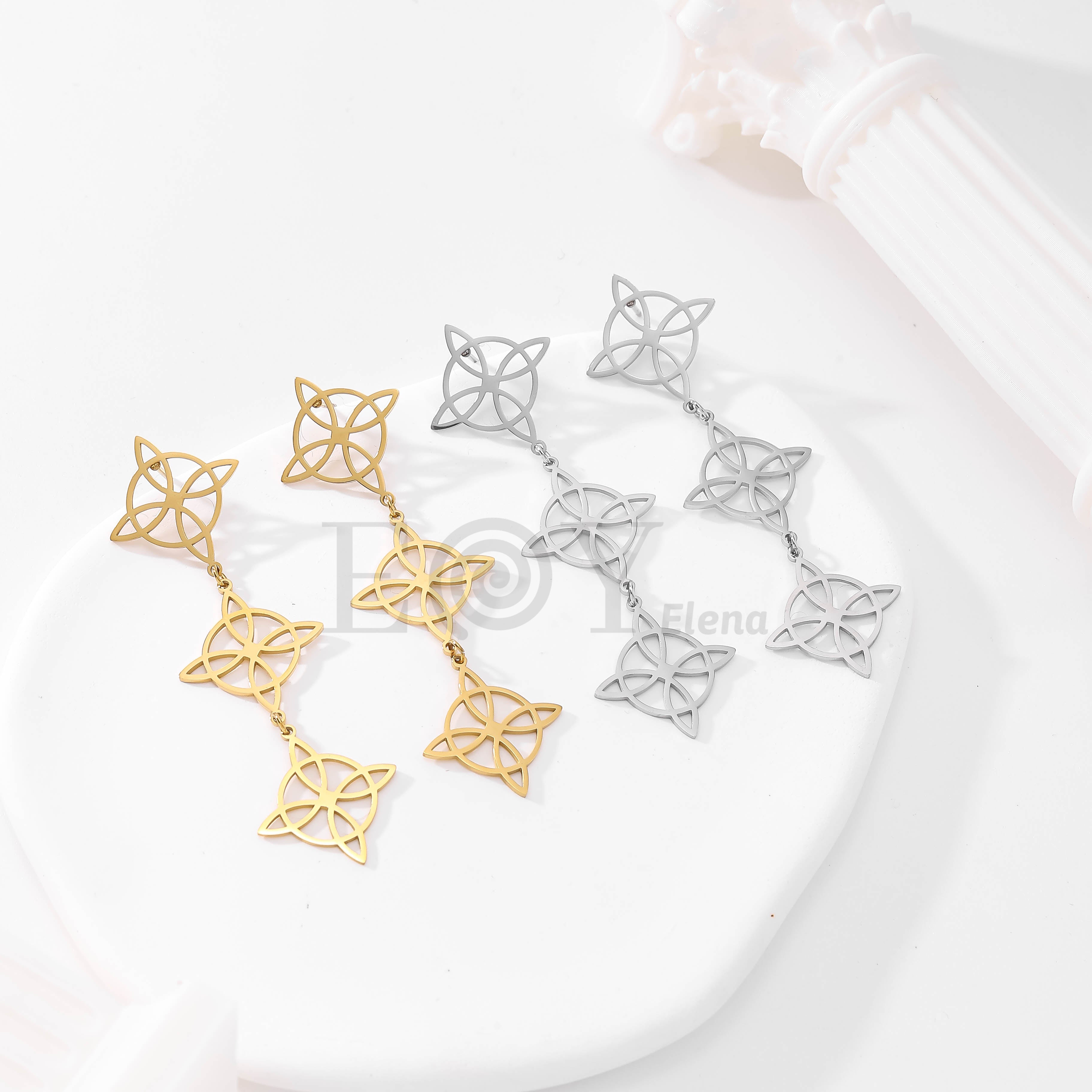 Pendientes largos con nudos de bruja