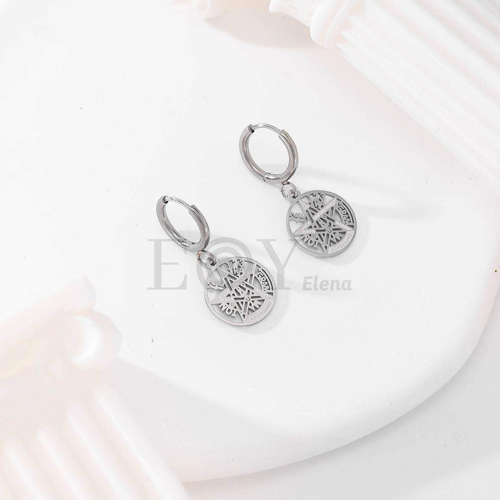 Pendientes de aro con colgante de pentagrama