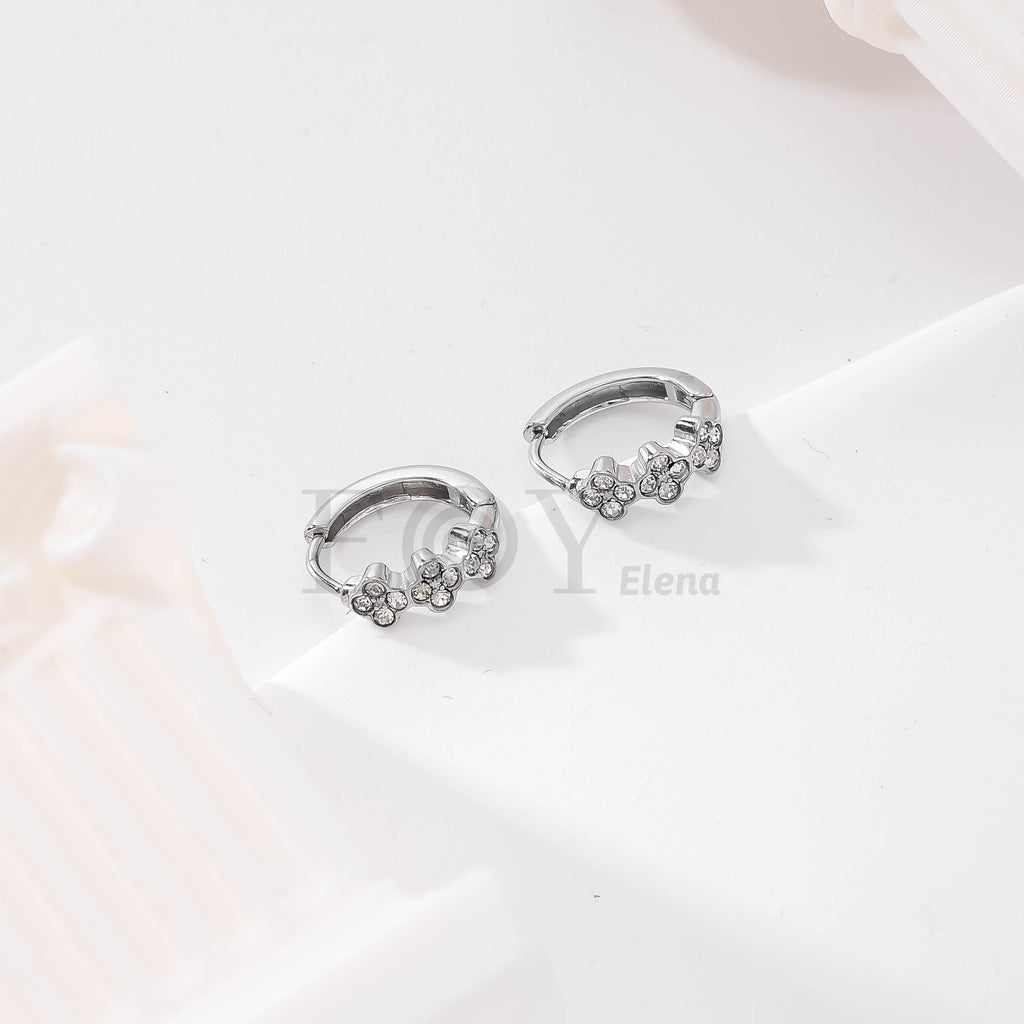 Pendientes aro con flores de circonitas
