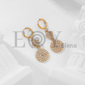 Pendientes de aro con colgante circular y circonitas