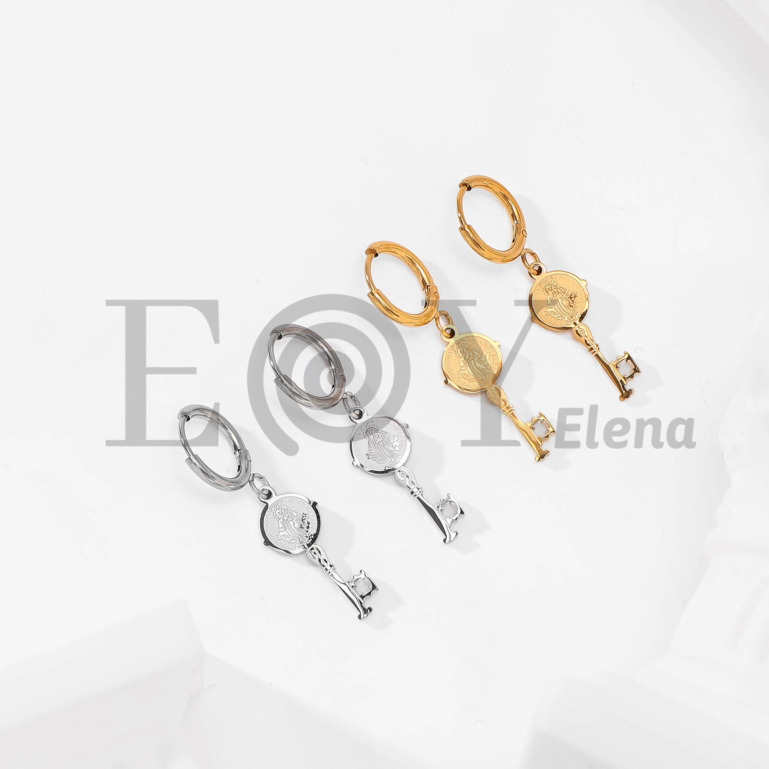 Pendientes llave Vírgen de la Milagrosa