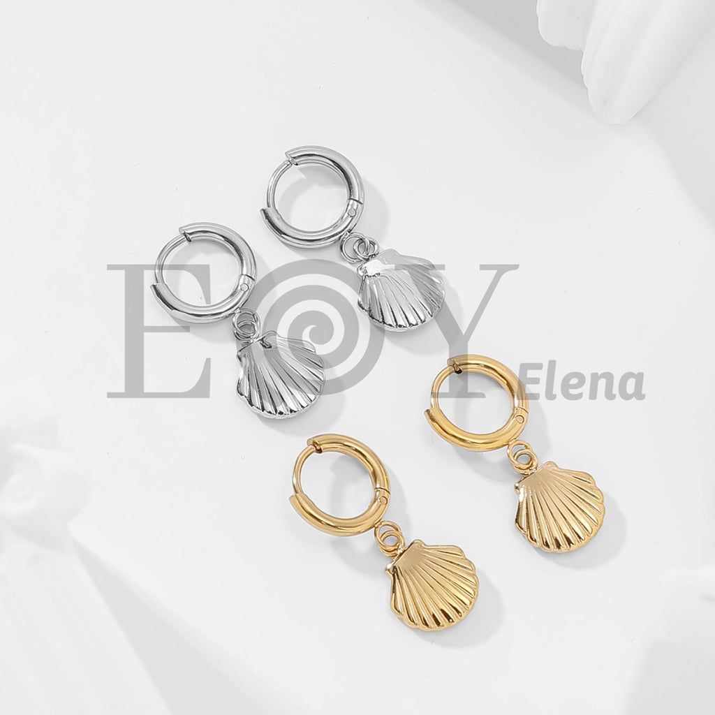Pendientes de aro con colgante de concha