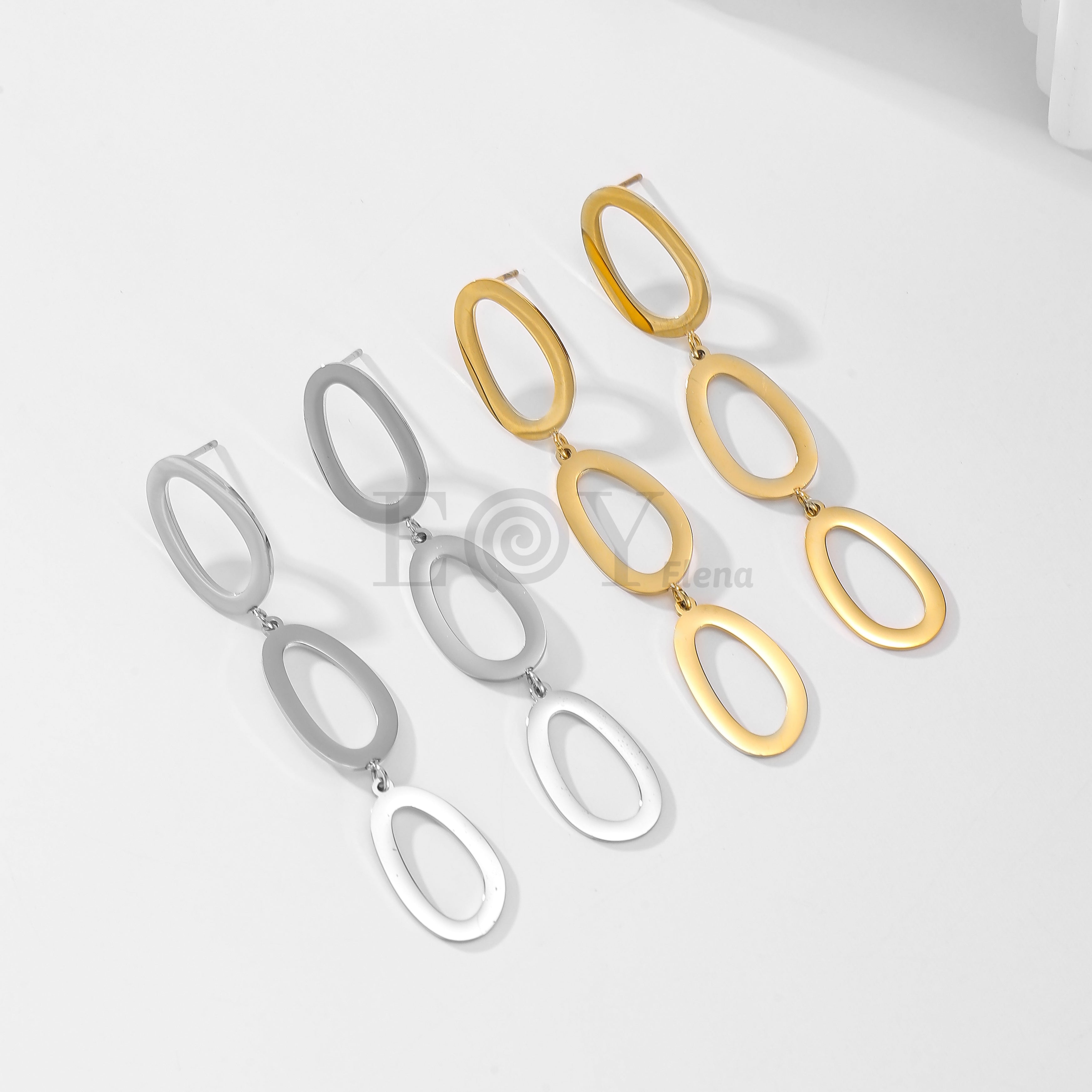 Pendientes triple óvalo