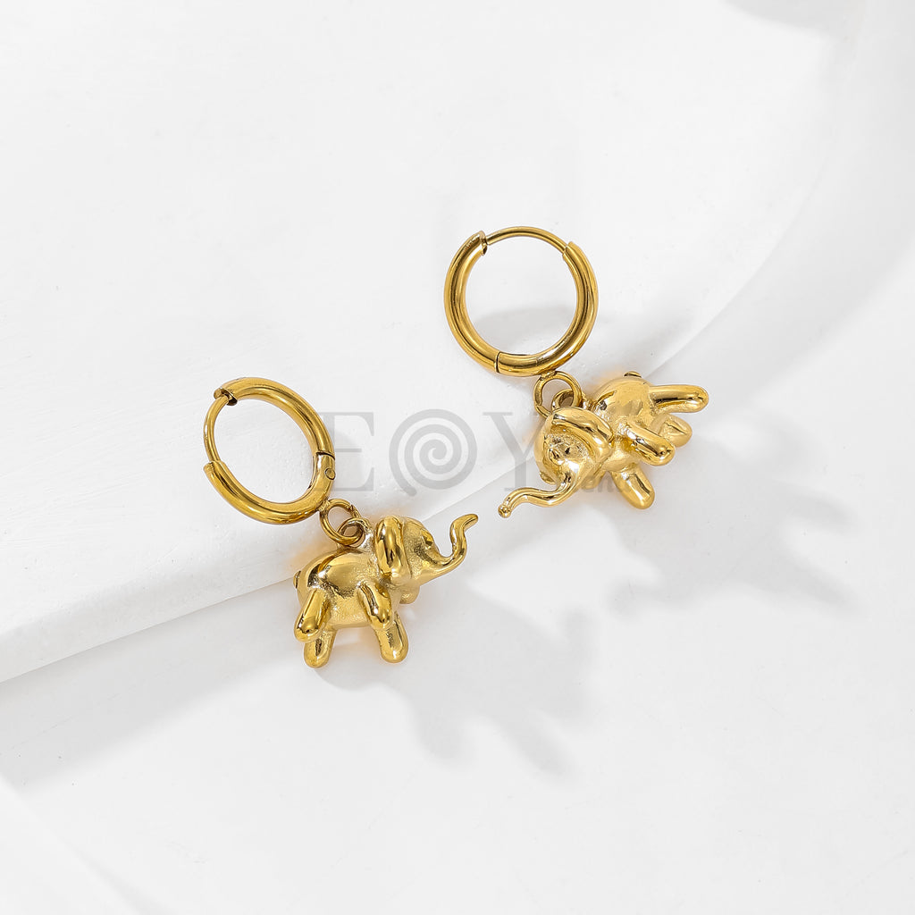Pendientes de aro con elefante