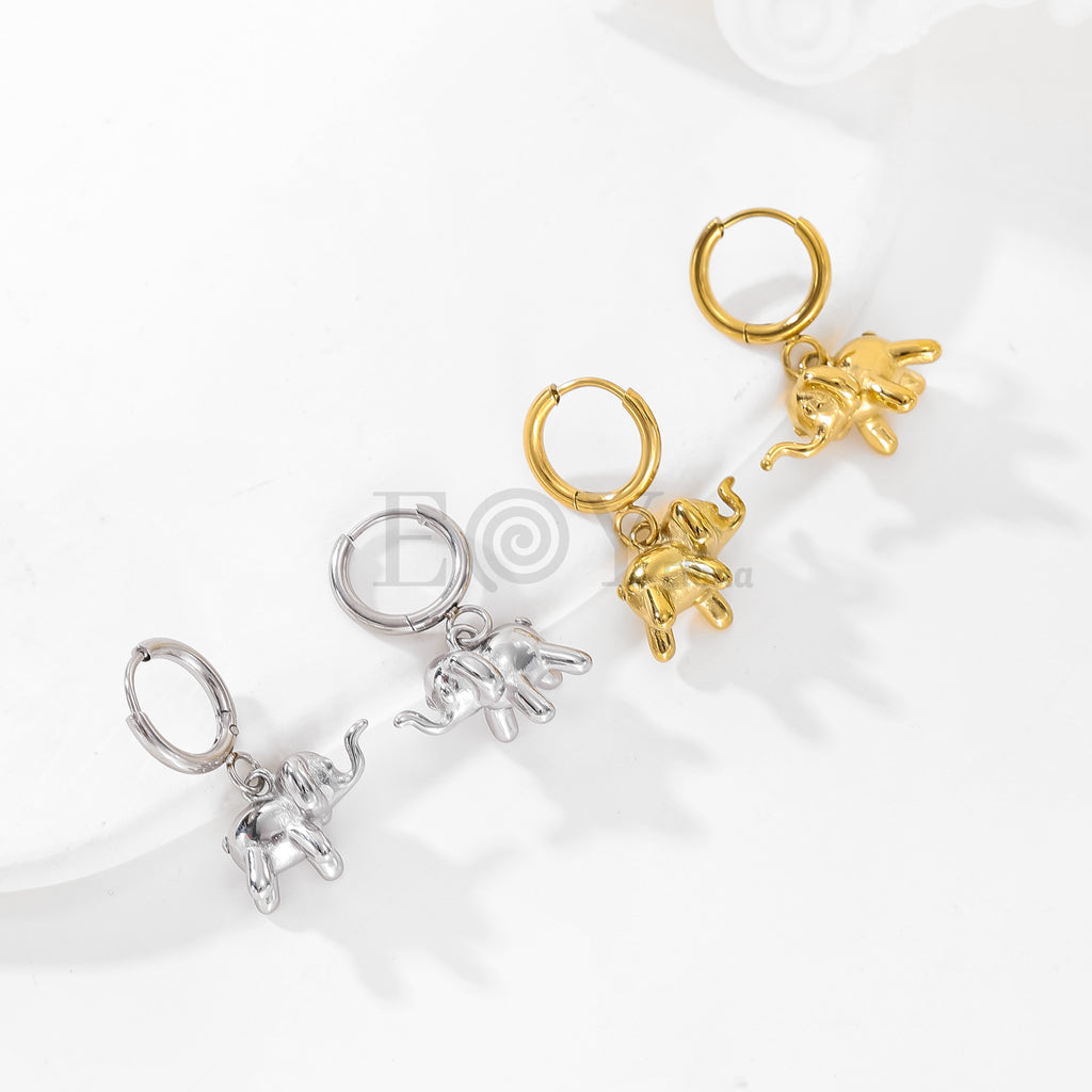 Pendientes de aro con elefante