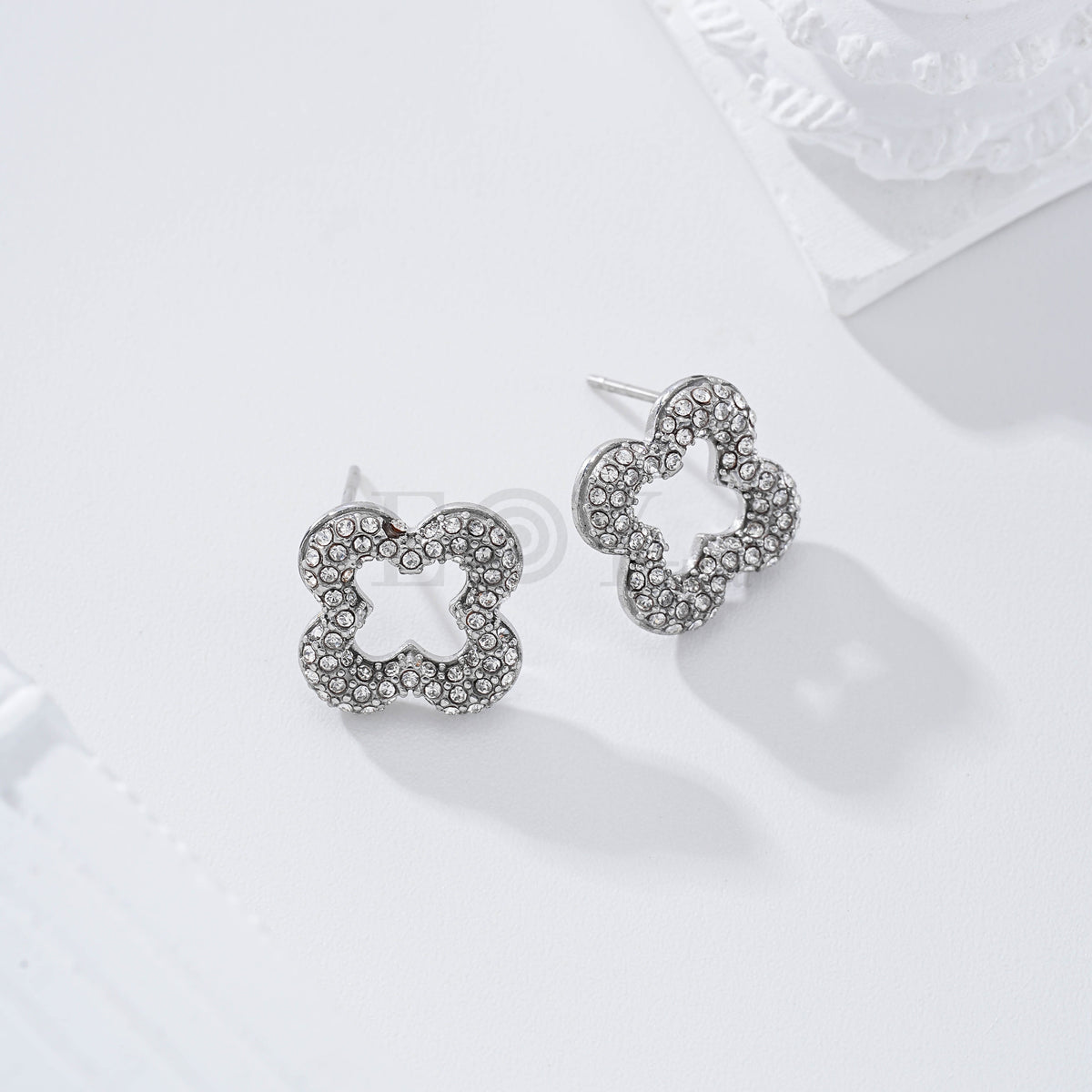 Pendientes flor circonitas acero