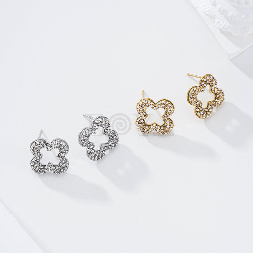 Pendientes flor circonitas acero