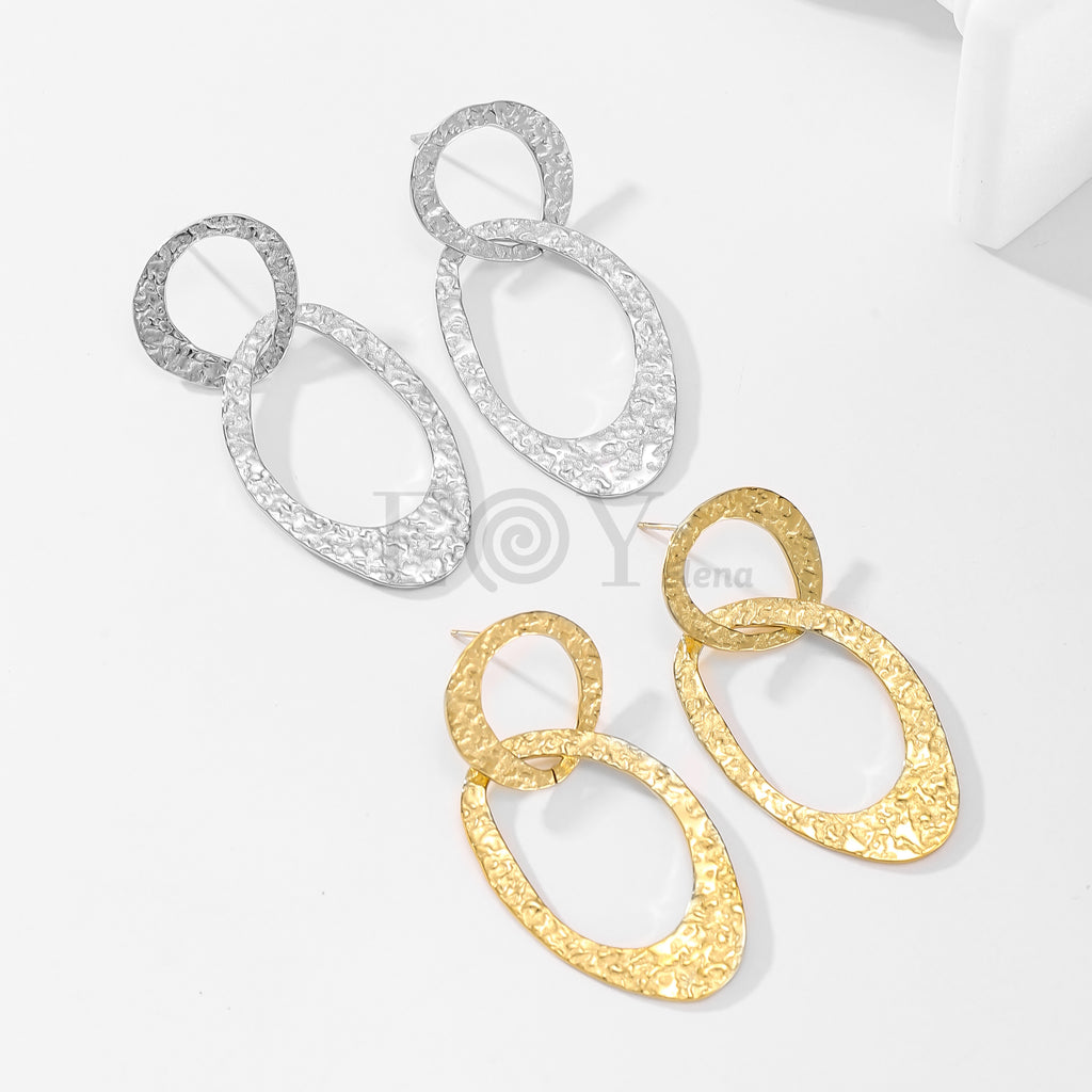 Pendientes doble aro texturizado