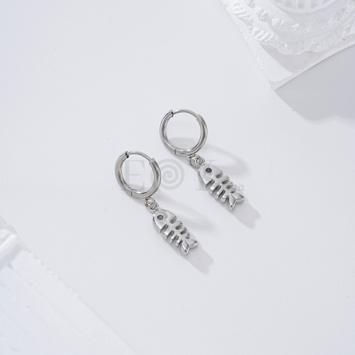 Pendientes de aro pez espina acero