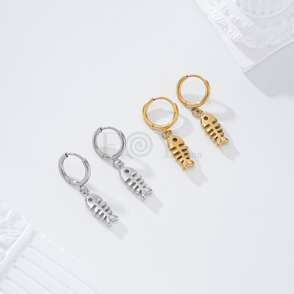 Pendientes de aro pez espina acero