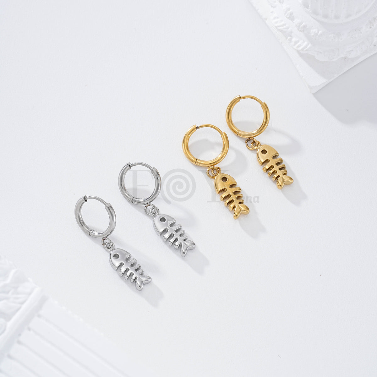 Pendientes de aro pez espina acero
