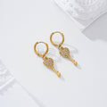 Pendientes llave corazón circonitas acero