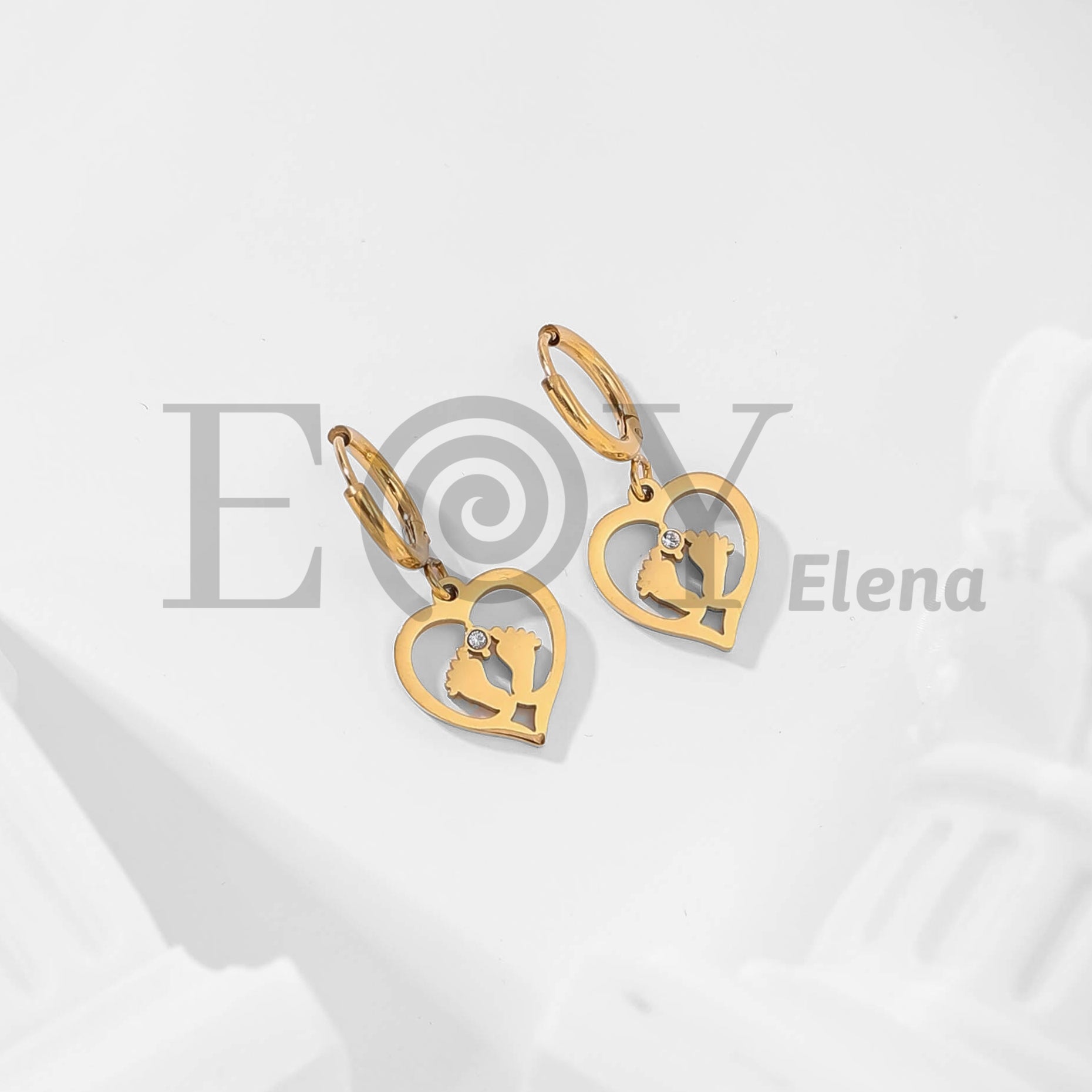 Pendientes de aro pies con circonita