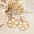 Pendientes circonita con flor acero