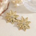 Pendientes flor dorada con circonitas