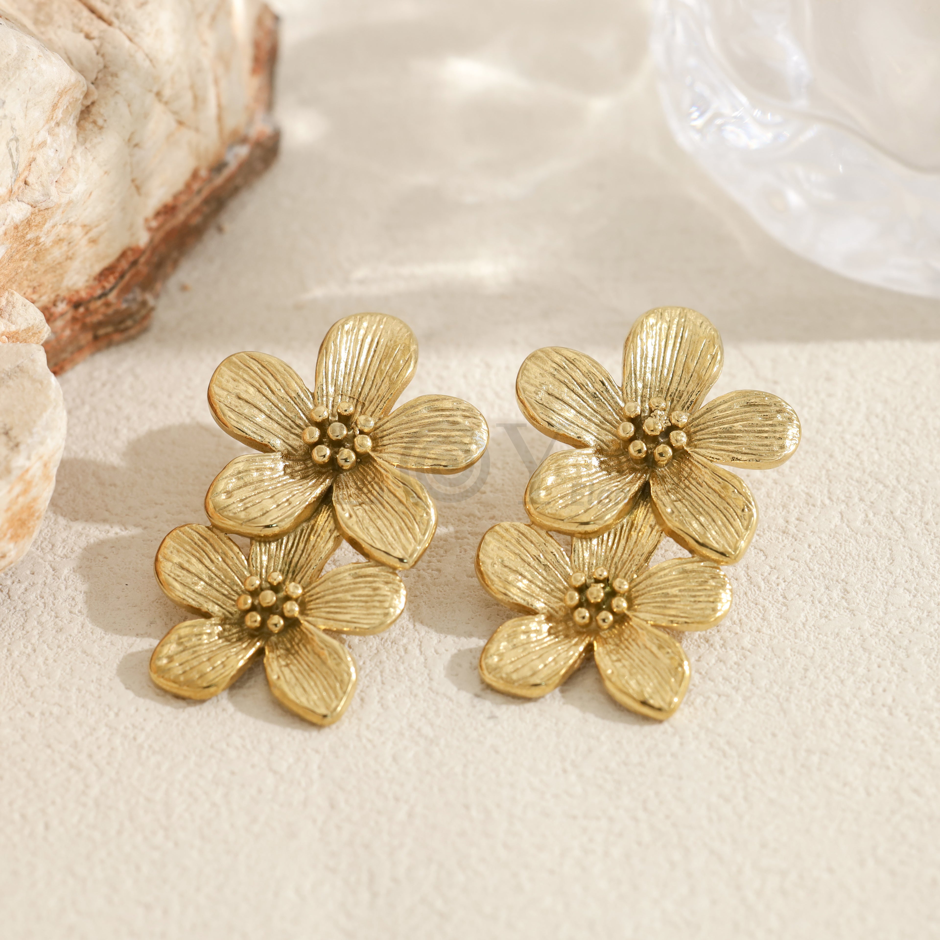 Pendientes de doble flor