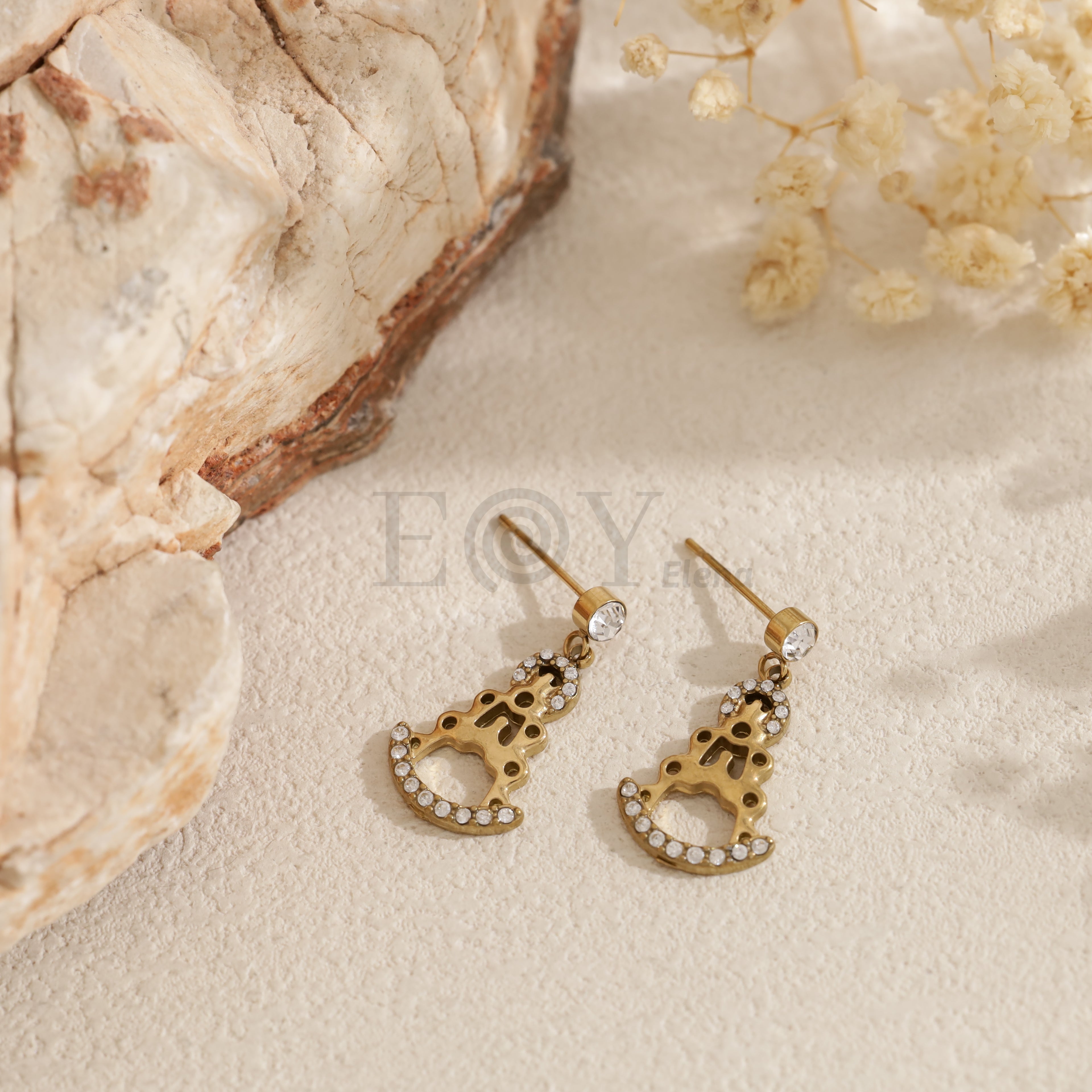 Pendientes Virgen del Rocío con circonitas