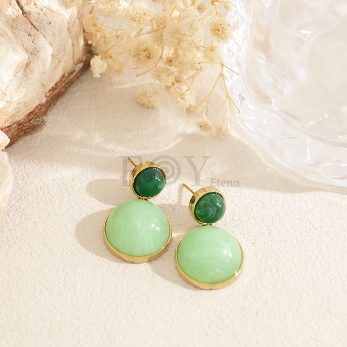 Pendientes piedra color acero