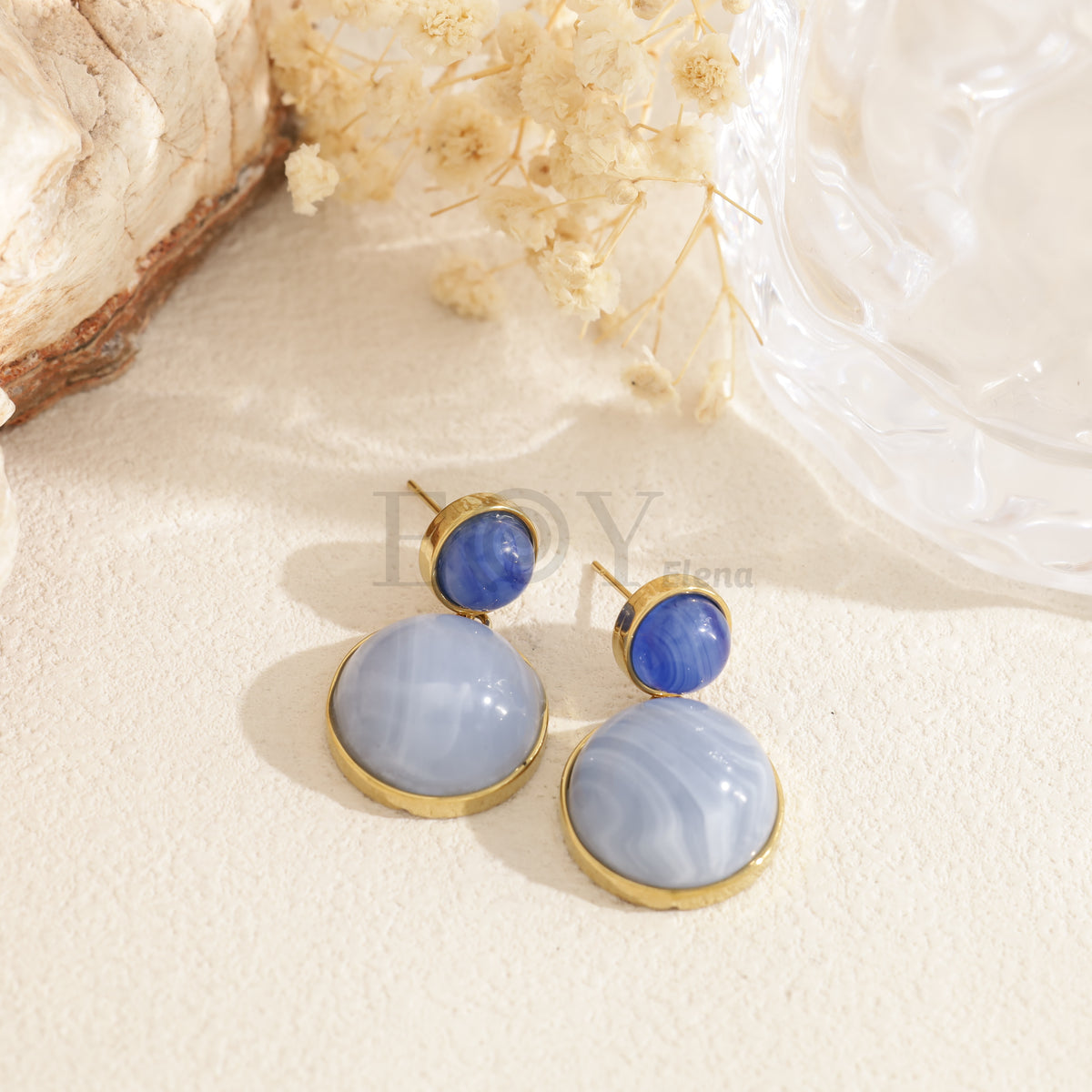 Pendientes piedra color acero