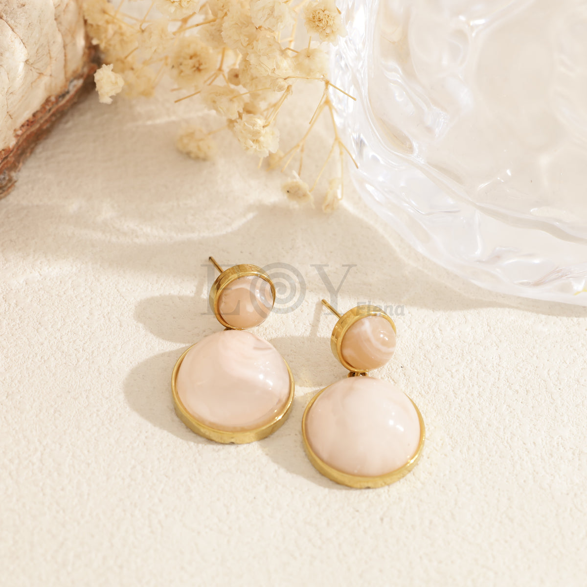 Pendientes piedra color acero