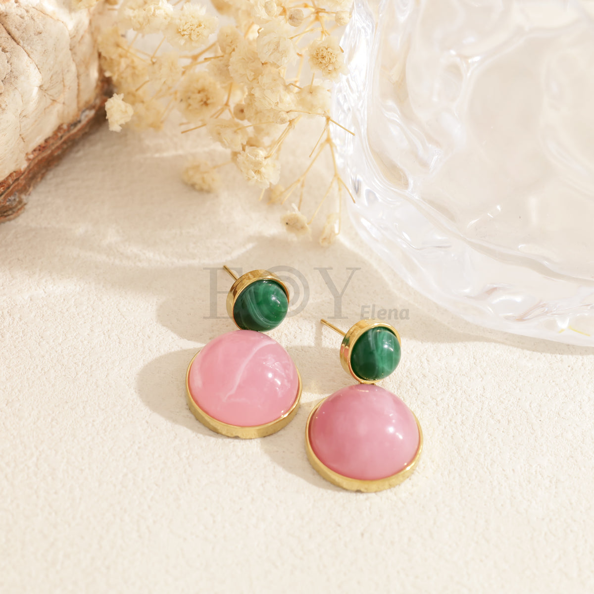 Pendientes piedra color acero