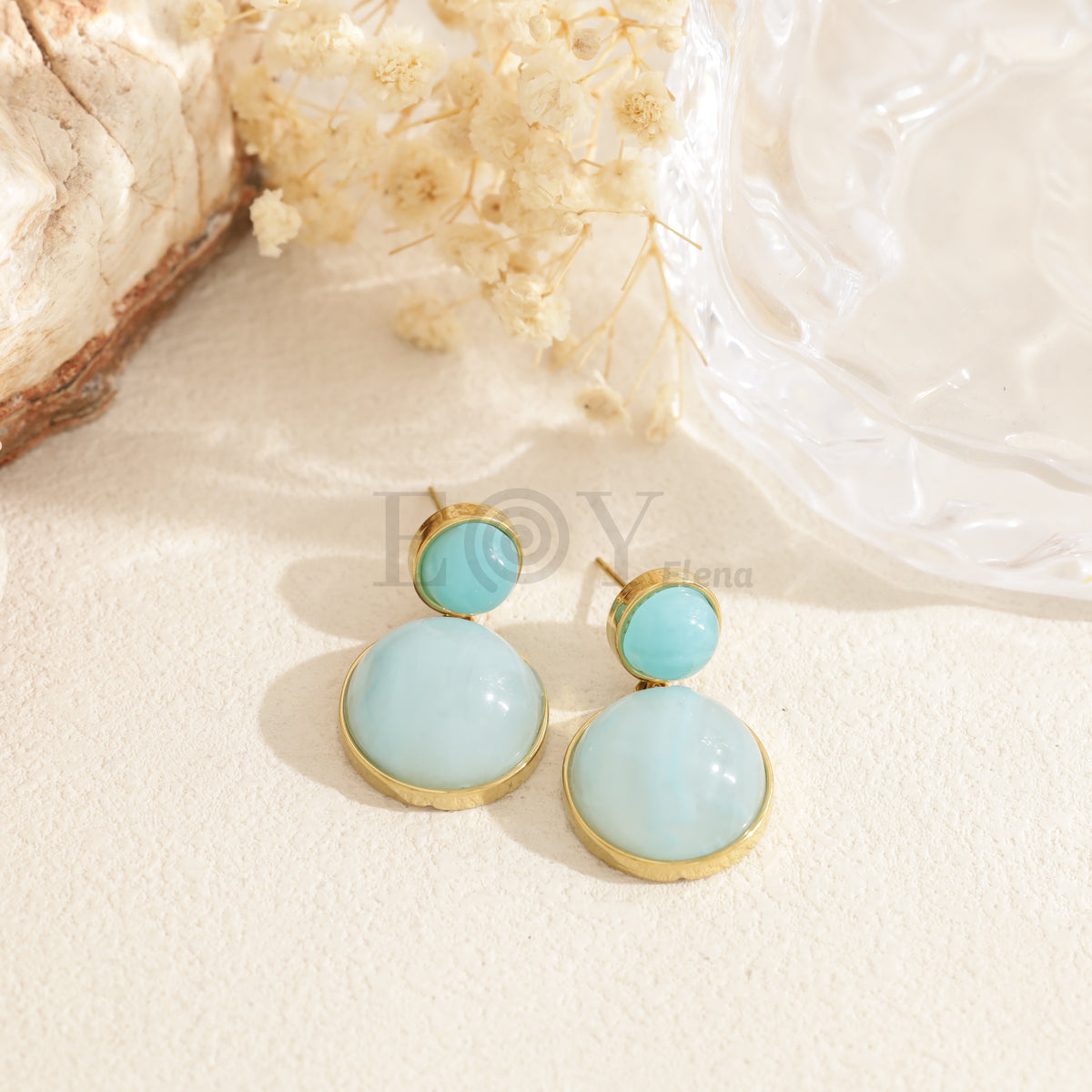 Pendientes piedra color acero
