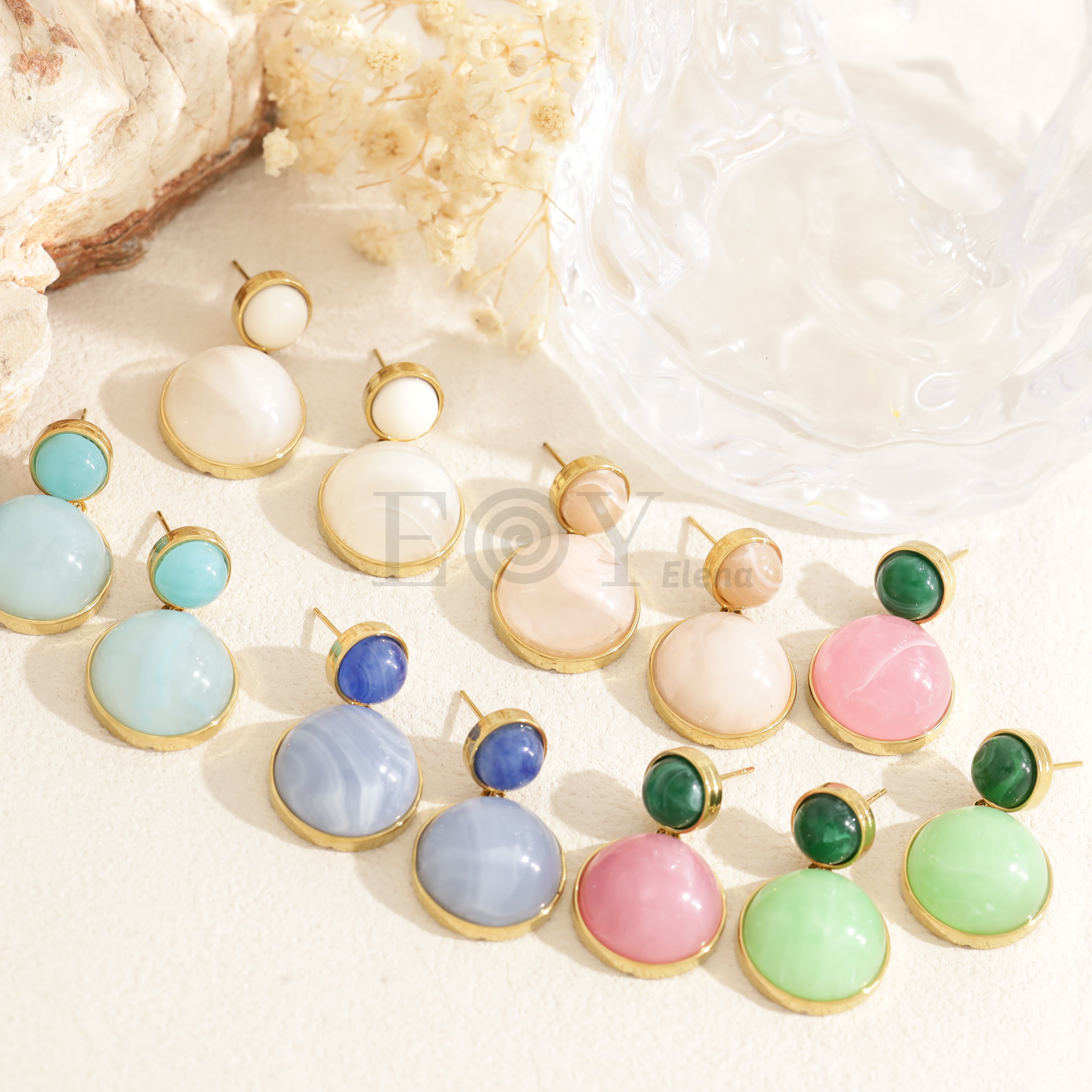 Pendientes piedra color acero