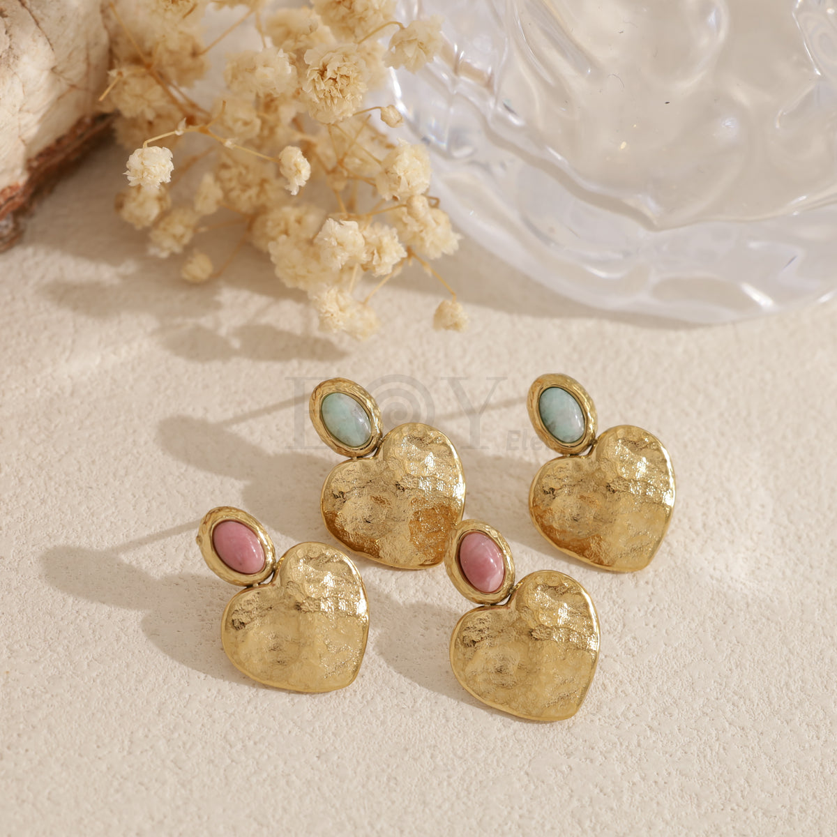 Pendientes corazón con piedra acero