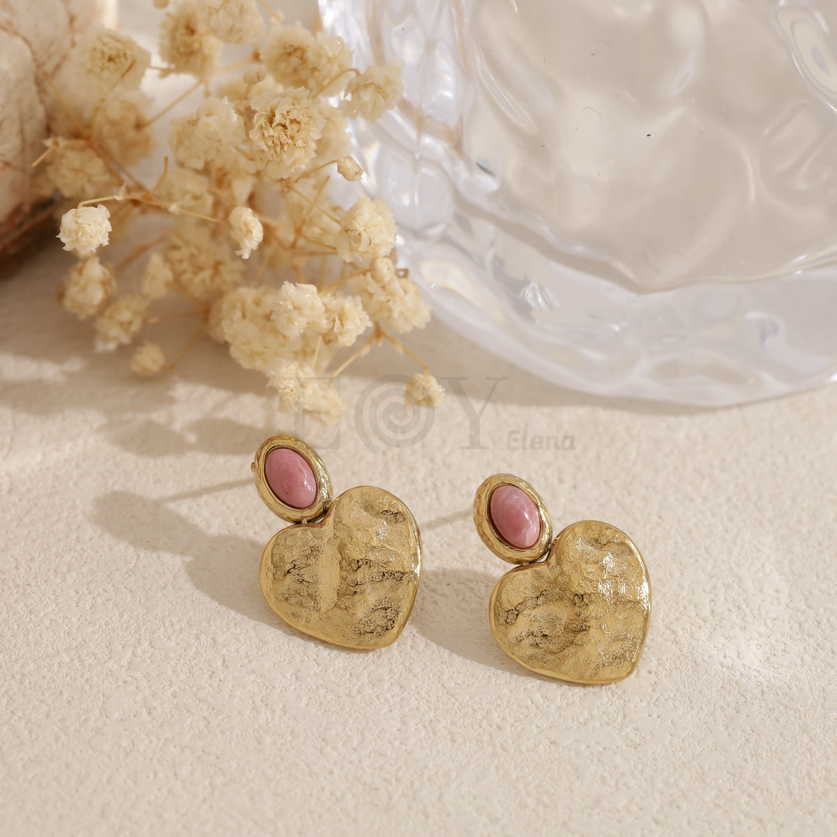 Pendientes corazón con piedra acero