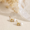 Pendientes con piedra y perla acero