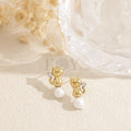 Pendientes gato con perla acero