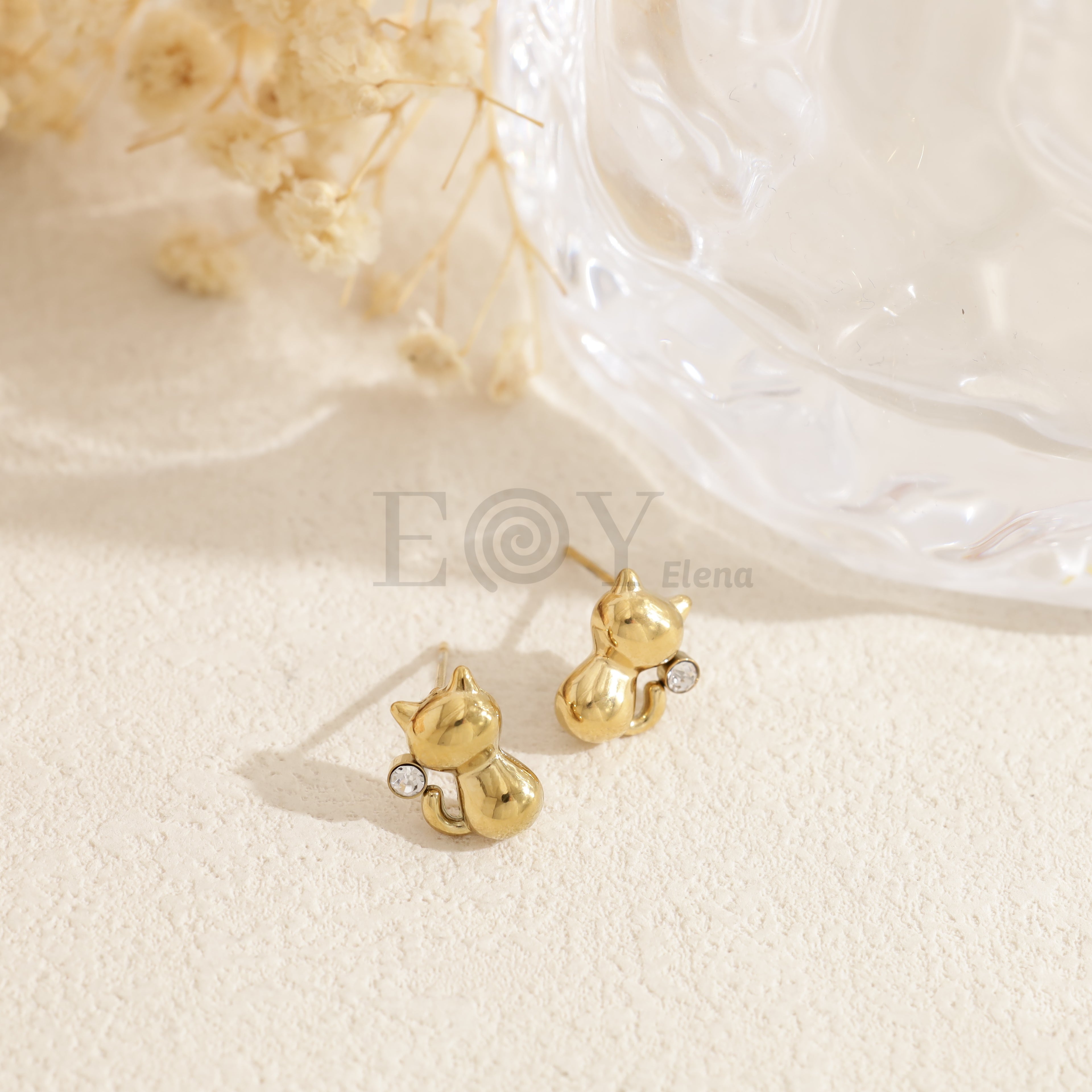 Pendientes gato con circonita