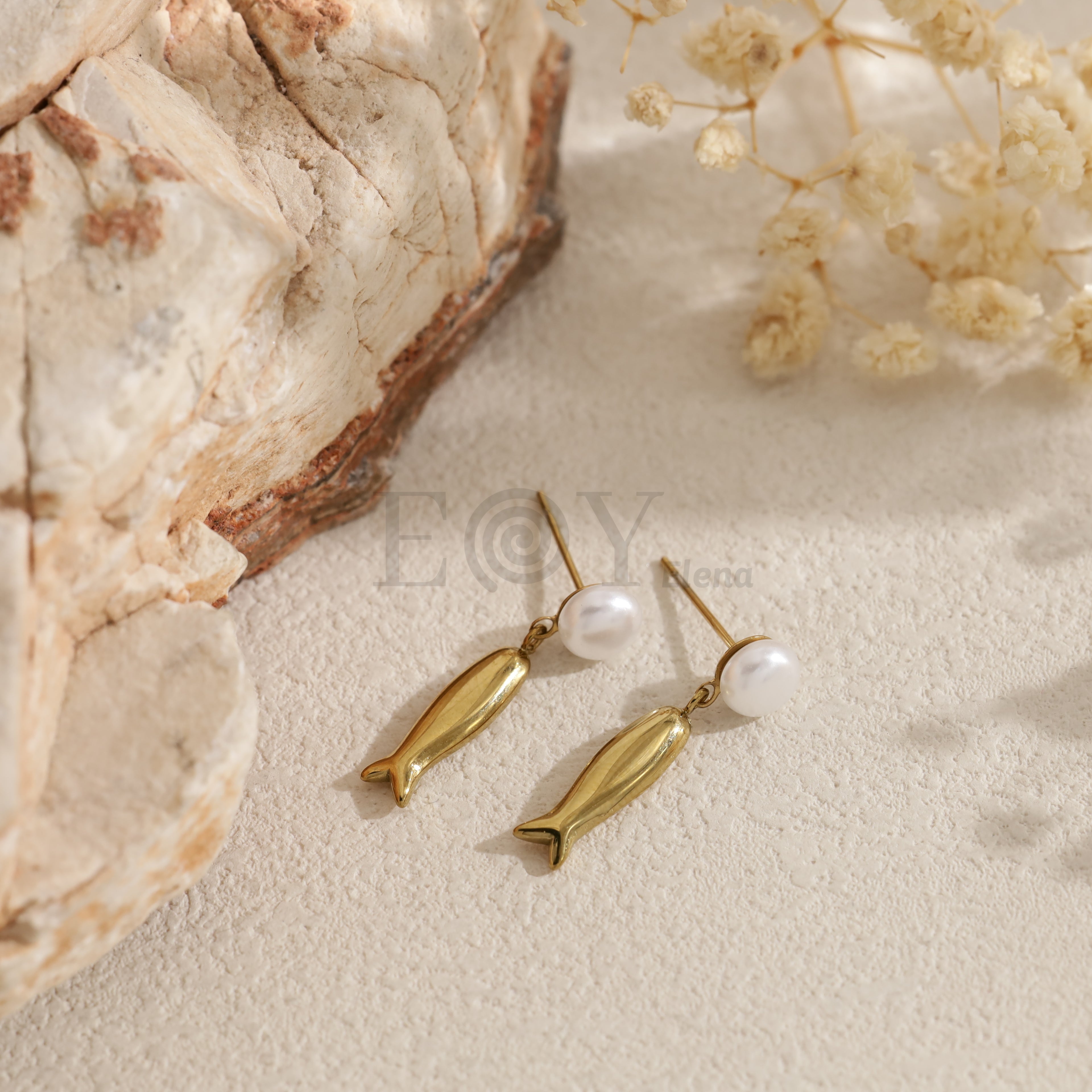 Pendientes pez y perla